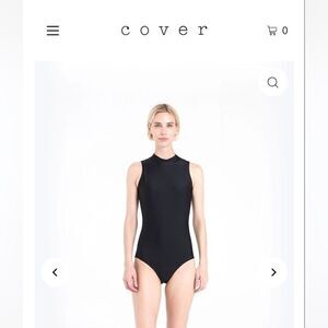 NWT COVER One Piece UPF 50 Swim Suit Sleeveless Mock Neck Zipper Back